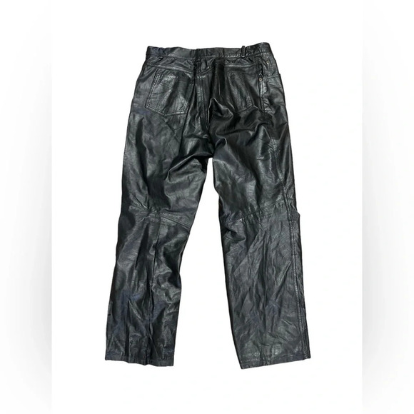 Women’s black leather lined pants - Picture 2 of 3